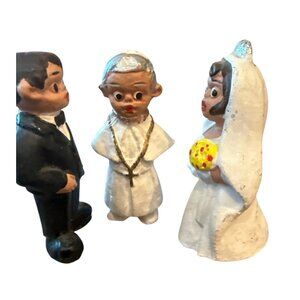 Terracotta Clay Wedding Set Bride Groom & Priest Miniature Mud People